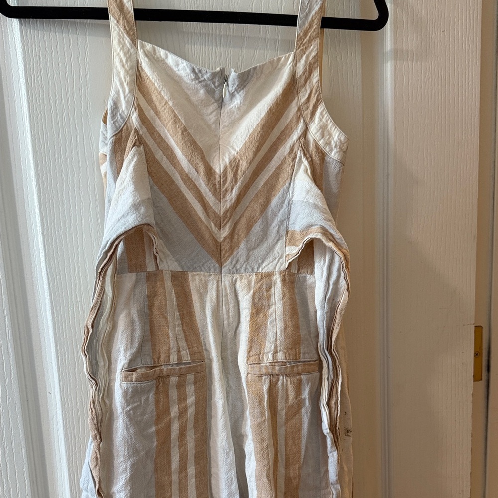 Anthropologie Beige and White Striped Jumpsuit - Picture 5 of 8